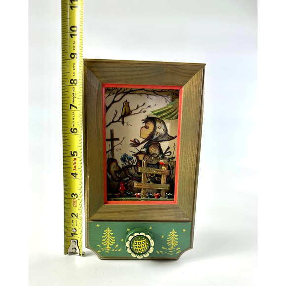 VTG Anri Thorens Music Box Wind Up Diorama Shadow Box Girl, Bird And Mushrooms - Picture 7 of 10